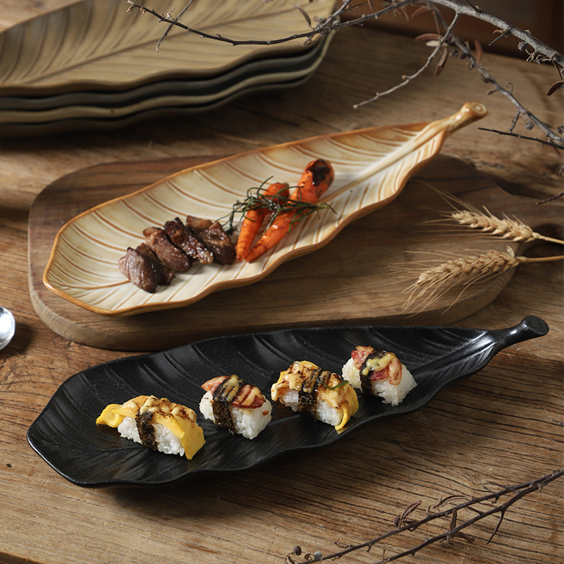 日式長條樹葉盤