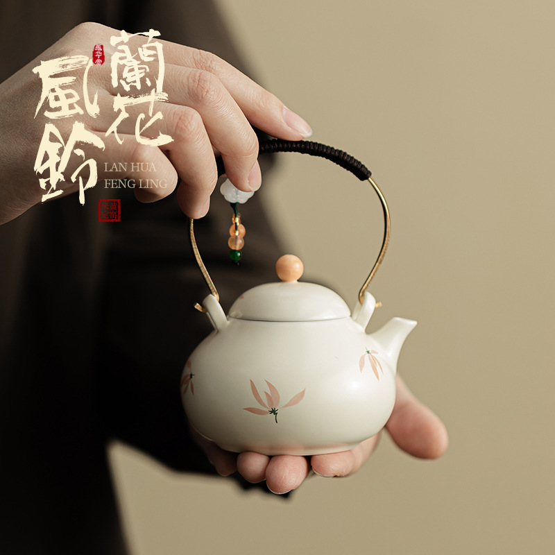 蘭花風鈴提梁壺-思亭款