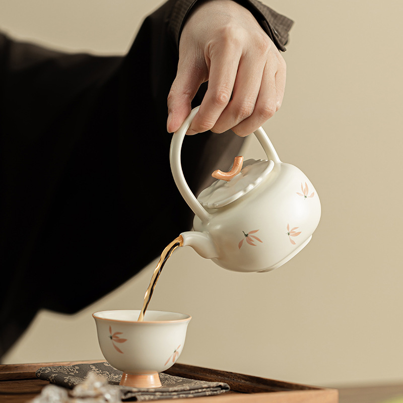 蘭花風鈴-柿子提梁壺