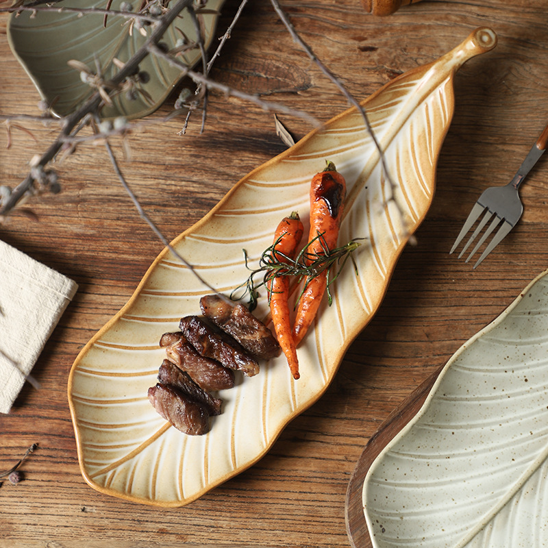 日式長條樹葉盤