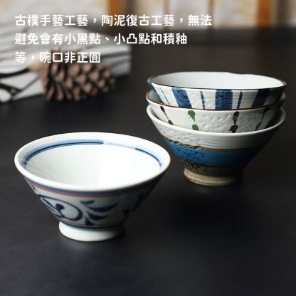 手繪釉下彩復古日式碗