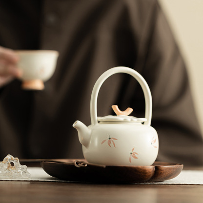 蘭花風鈴-柿子提梁壺