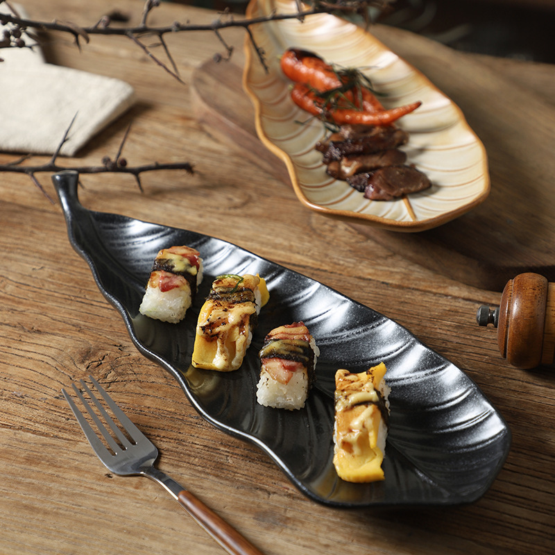 日式長條樹葉盤