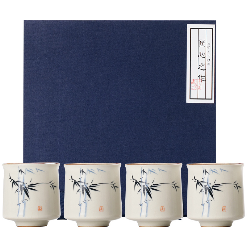 米黃汝窯手繪竹影-君逸杯