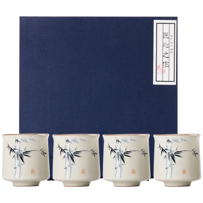 米黃汝窯手繪竹影-君逸杯