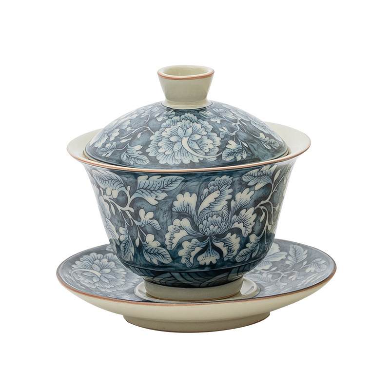 繁花汝窯 前程似錦-清韻蓋碗