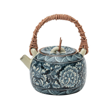 繁花-藤編提梁壺