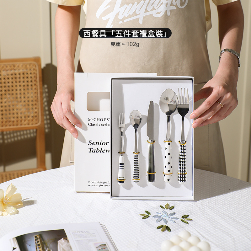 赫本風白色陶瓷筷子套裝5雙裝