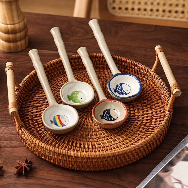 日式可愛釉下彩手繪小湯勺