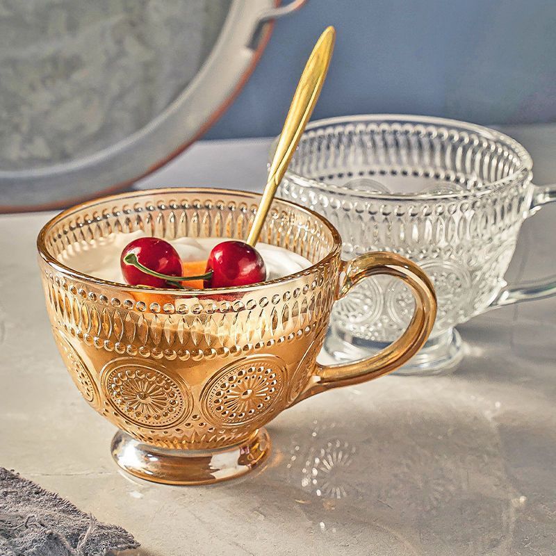 歐式浮雕太陽花早餐咖啡杯