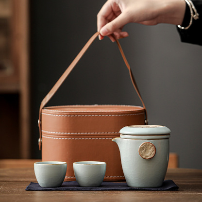 冰裂祥龍快客杯旅行茶具