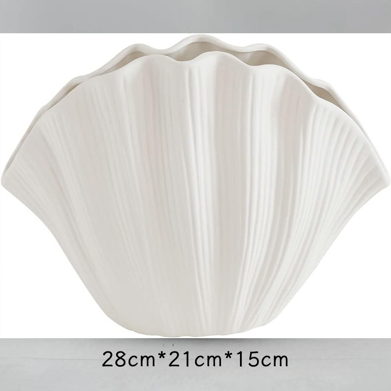 貝殼陶瓷插花花瓶擺件