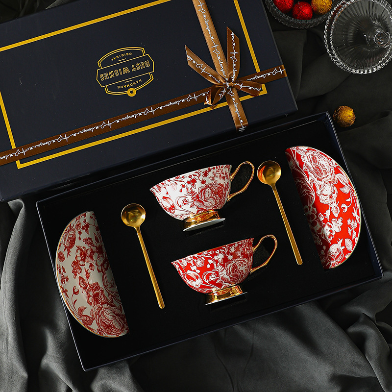 咖啡杯套裝歐式小奢華小精緻骨瓷