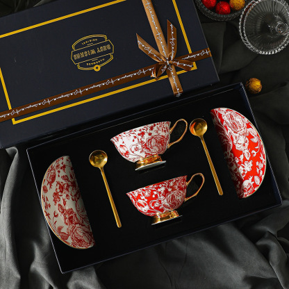 咖啡杯套裝歐式小奢華小精緻骨瓷