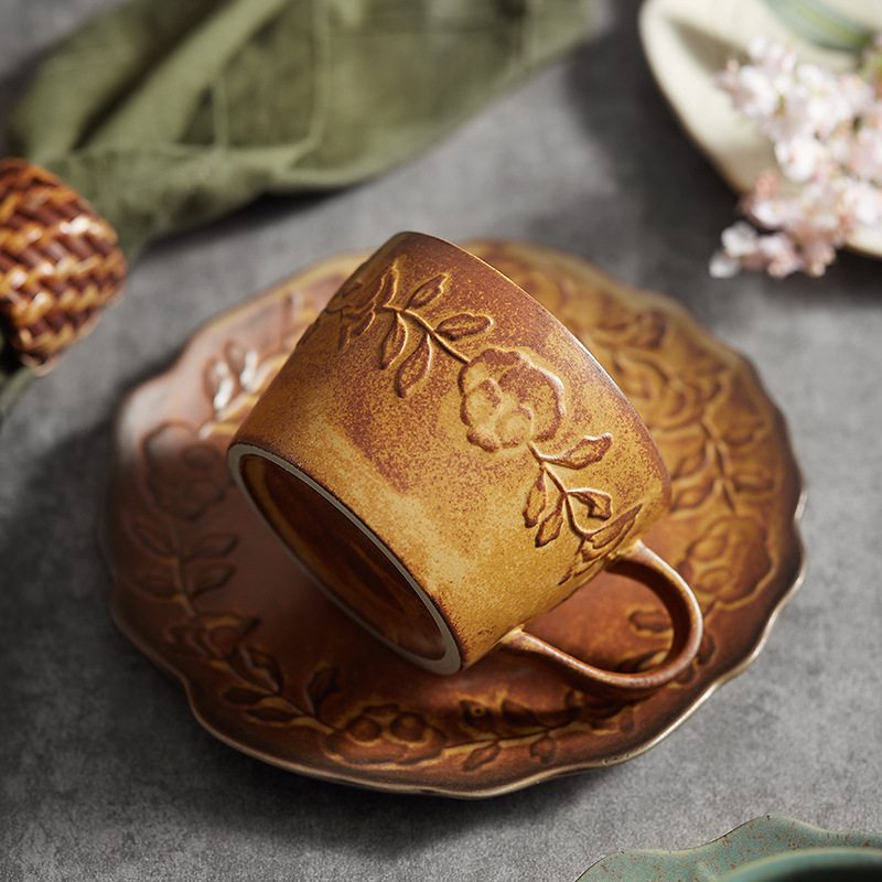 浮雕陶瓷咖啡杯碟