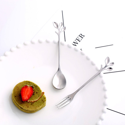 家用創意樹葉甜品勺咖啡勺