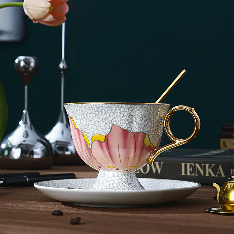 岩花歐式骨瓷咖啡杯碟套裝