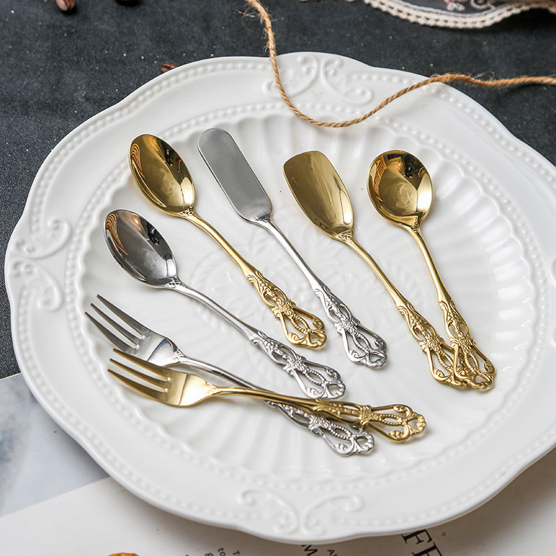 雕花鏤空不鏽鋼咖啡攪拌勺甜品勺