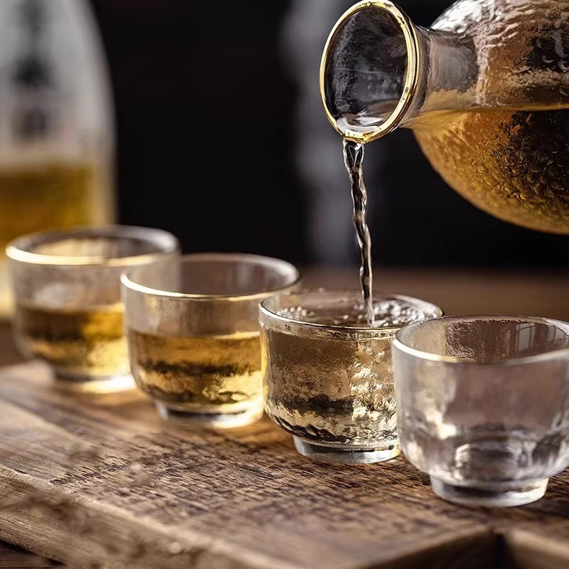 日式金邊錘紋溫酒壺套裝