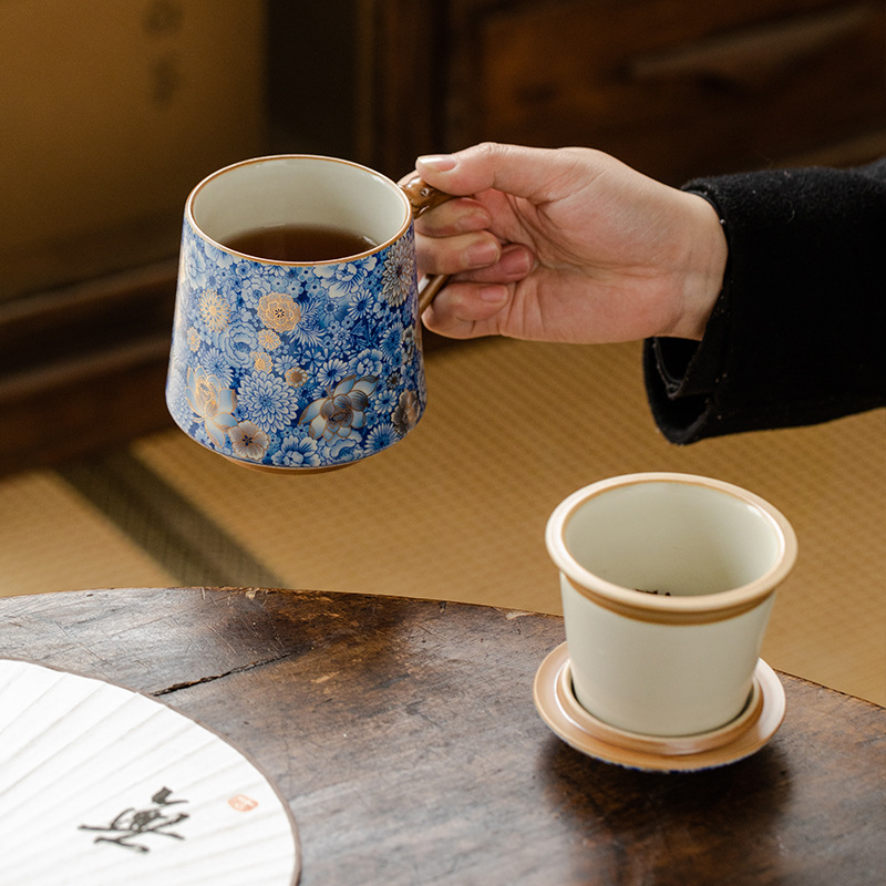 繁花龍柄辦公杯高顏值馬克杯