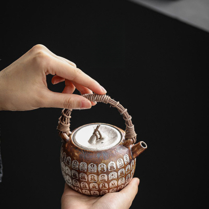 萬佛復古蟬翼藤編提梁壺