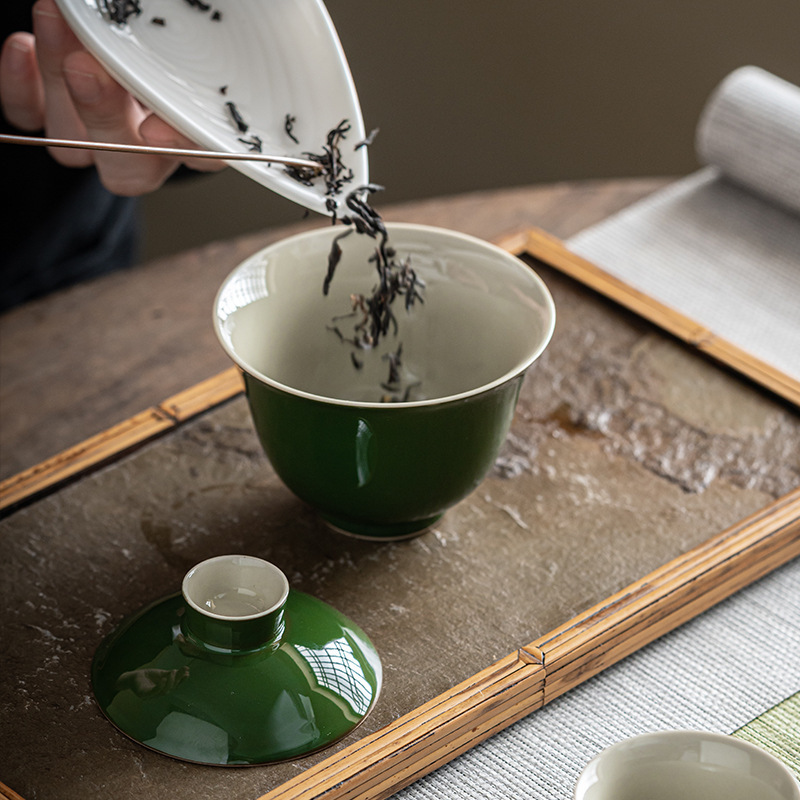 陶瓷泡茶碗防燙仿古蓋碗