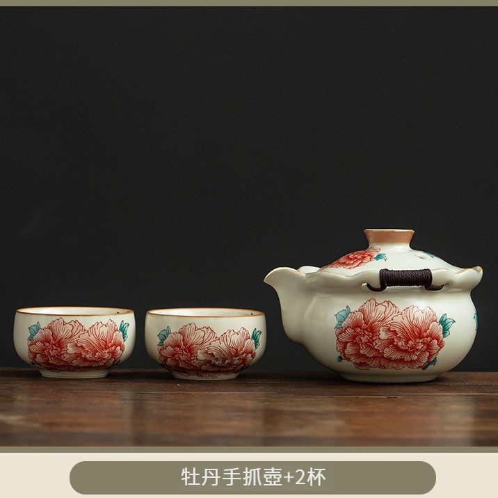 汝窯牡丹花茶具套組