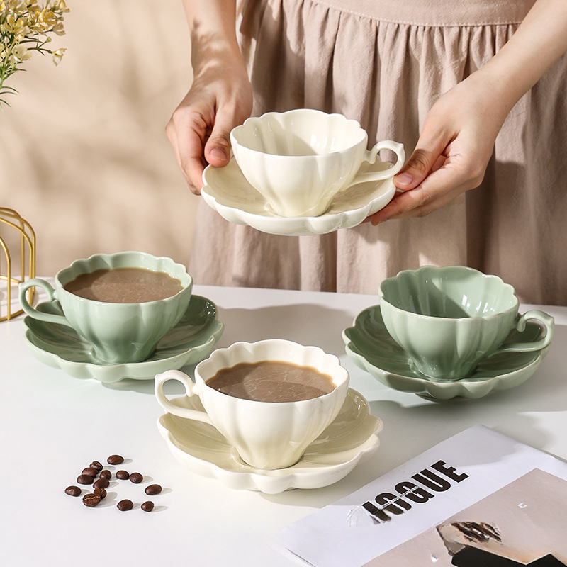 奶油系陶瓷純色咖啡杯