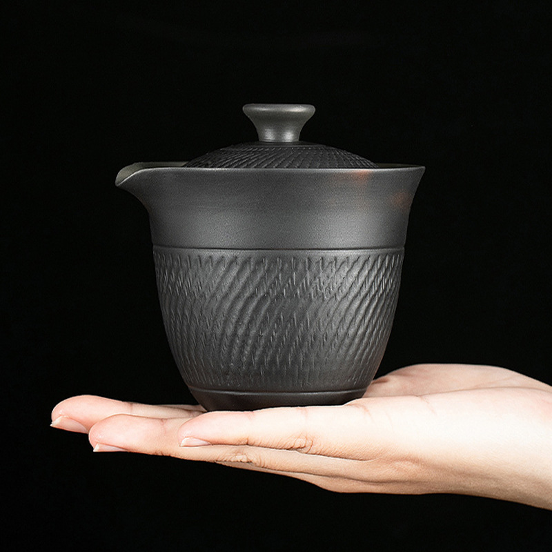 紫陶蓋碗跳刀旅行茶具