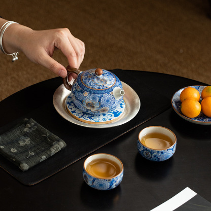 繁花一壺二杯+茶承套裝高檔伴手禮