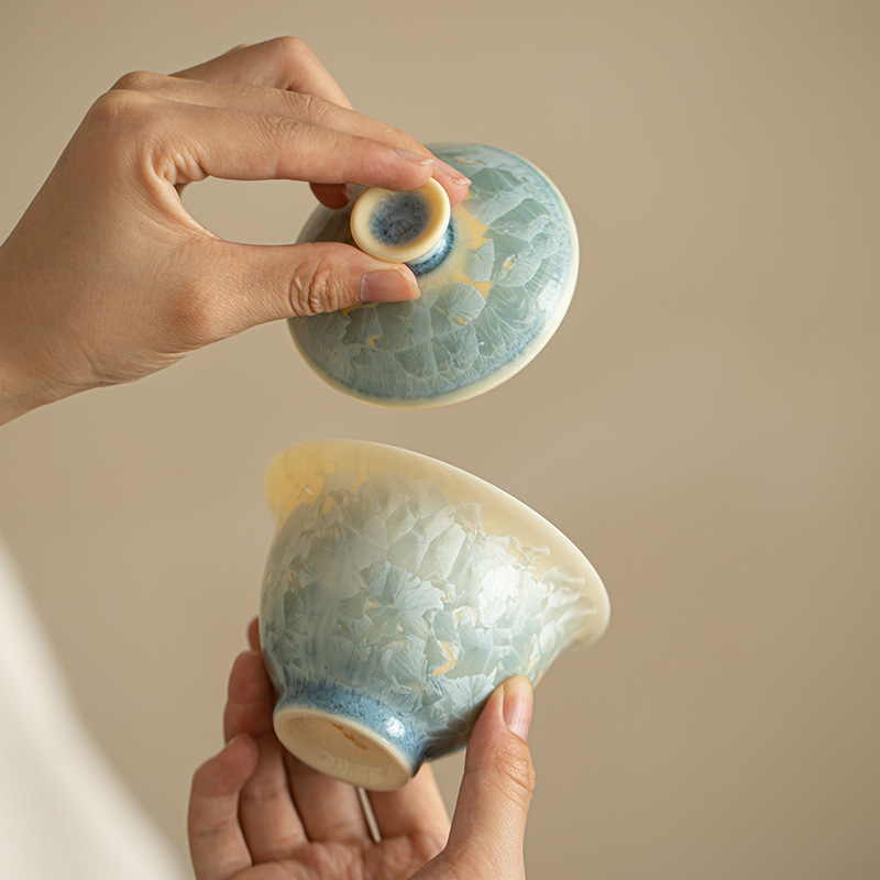 窯變結晶釉三才蓋碗