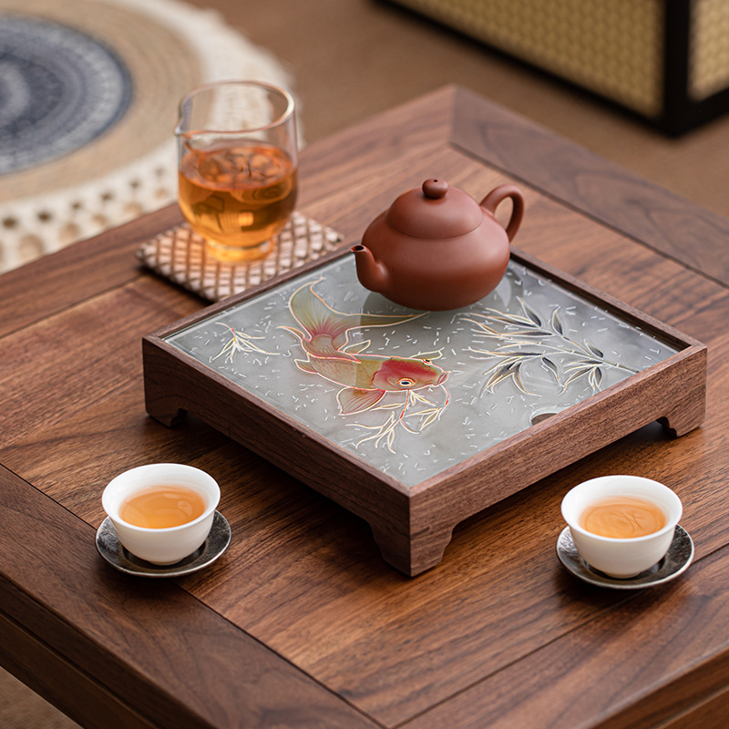 胡桃木長方形幹泡茶盤