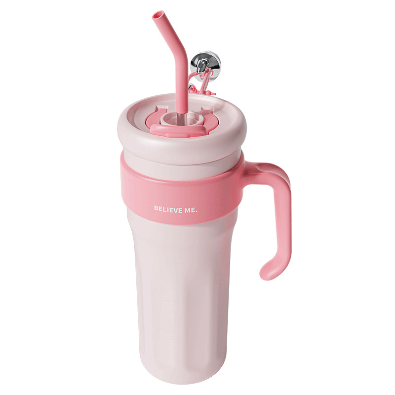 炫彩大容量吸管保溫咖啡杯