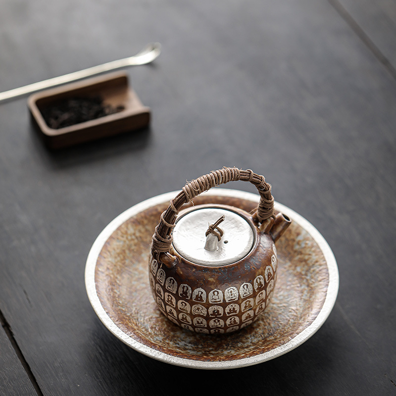 萬佛復古蟬翼藤編提梁壺