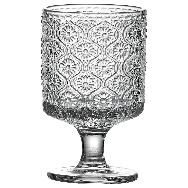 復古浮雕海棠花玻璃杯