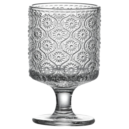 復古浮雕海棠花玻璃杯