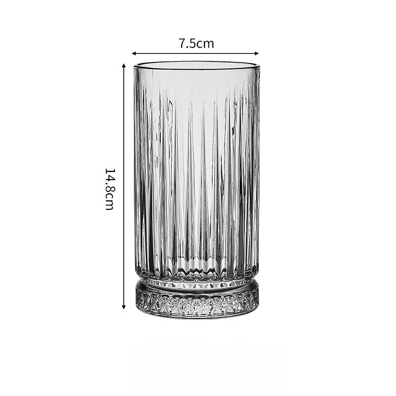 高顏值復古條紋美式玻璃杯