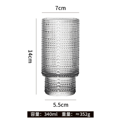 可叠海棠花浮雕玻璃杯