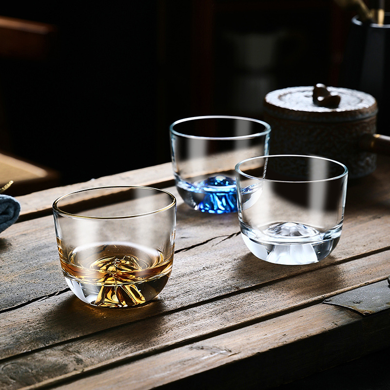 日式富士山金底咖啡杯酒杯