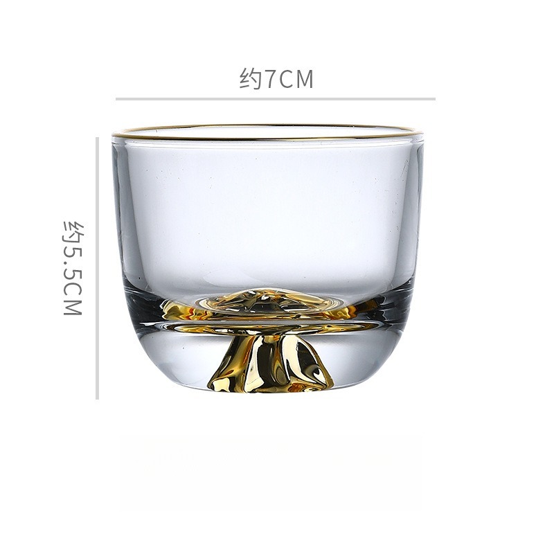 日式富士山金底咖啡杯酒杯