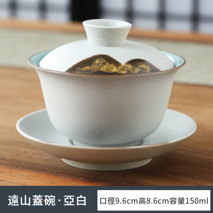 日式手繪陶瓷三才蓋碗