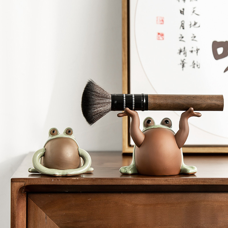 紫砂茶寵擺件精品可愛青蛙頂呱呱情趣茶玩
