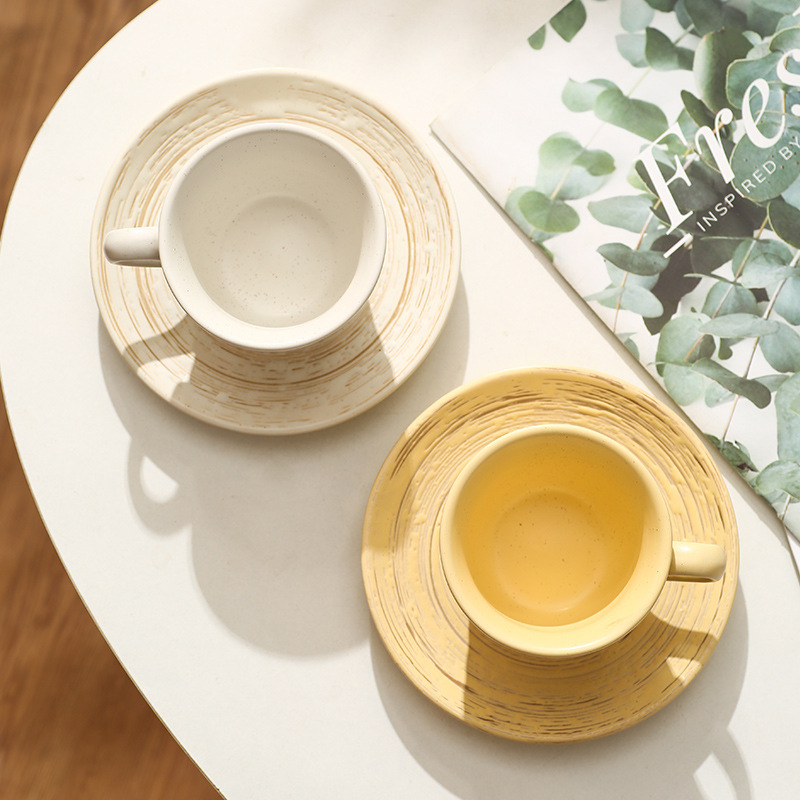 日式條紋陶瓷早餐杯咖啡杯