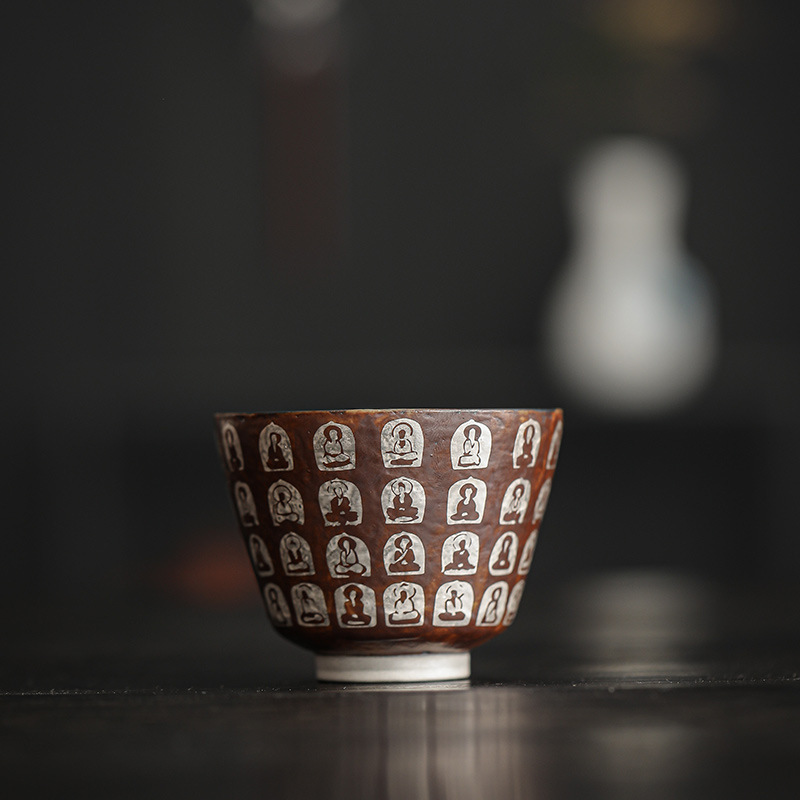 窯變陶瓷貼銀品茗杯