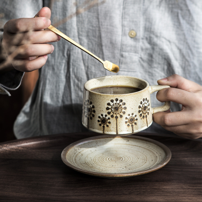 日式復古魚趣咖啡杯碟套裝