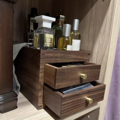 胡桃木桌面雙層玄關小抽屜