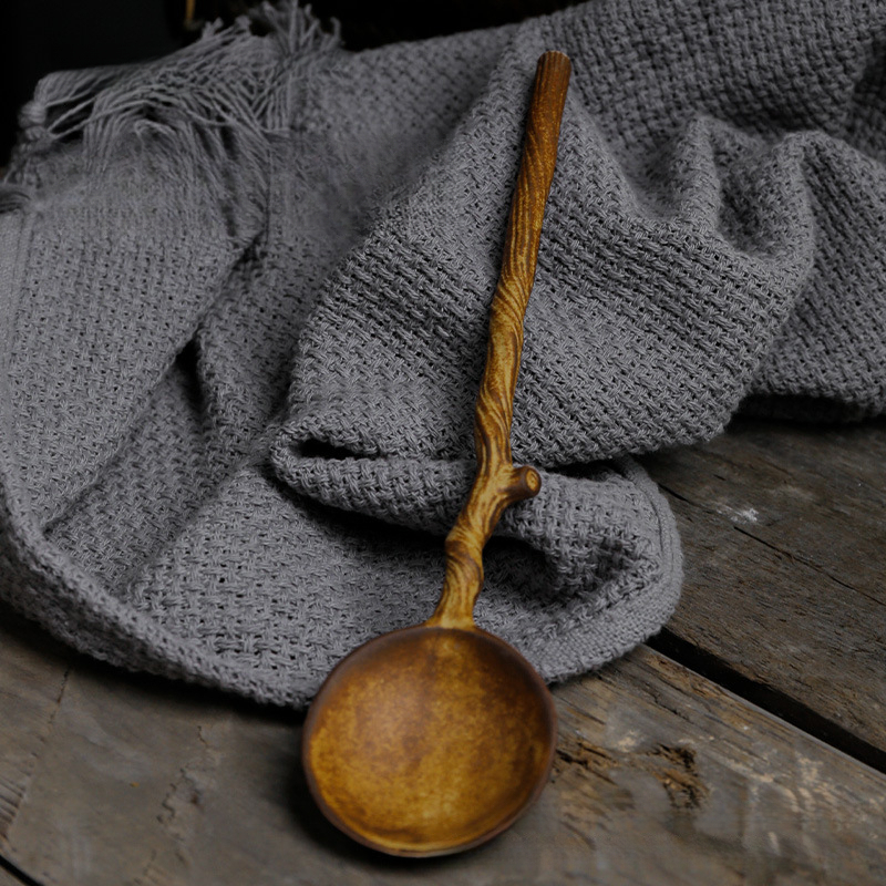 復古陶瓷創意樹枝陶瓷長柄咖啡攪拌勺