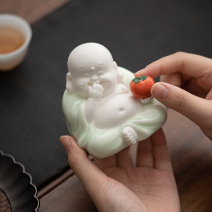 茶寵擺件事柿如意彌勒佛