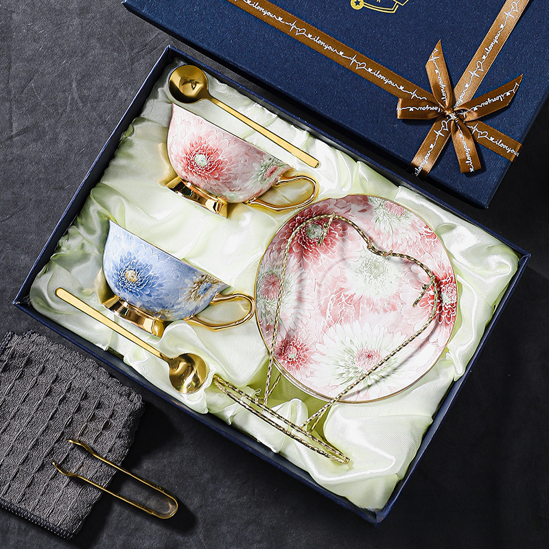 高顏值輕奢小眾骨瓷咖啡杯碟套裝