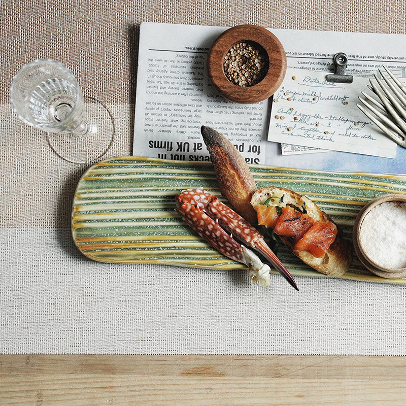 浪琴紋長板盤壽司盤